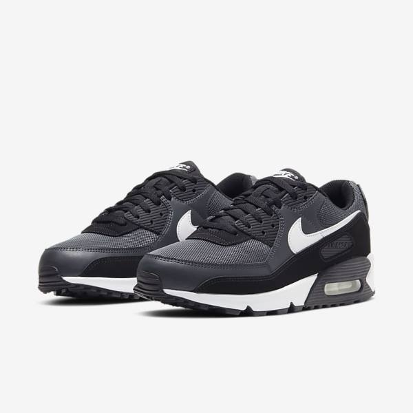 Pánské Tenisky Nike Air Max 90 Šedé Tmavě Šedé Černé Bílé | NK463VEW