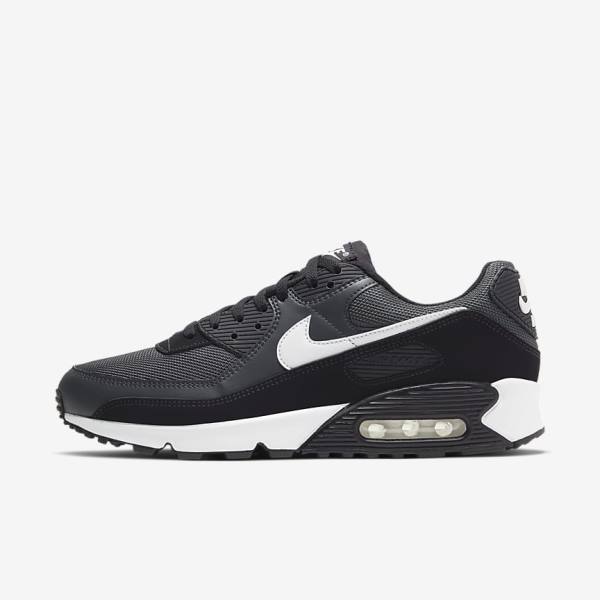 Pánské Tenisky Nike Air Max 90 Šedé Tmavě Šedé Černé Bílé | NK463VEW