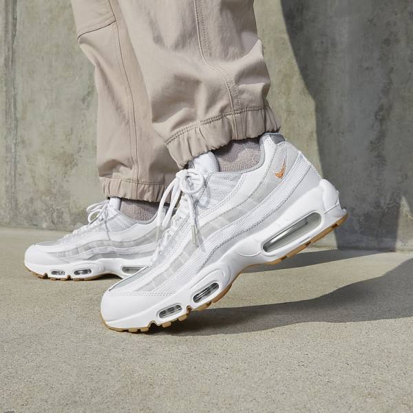 Pánské Tenisky Nike Air Max 95 Bílé Platina Šedé Žluté | NK317GMN