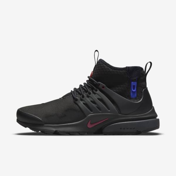 Pánské Tenisky Nike Air Presto Mid Utility Černé Tmavě Šedé Blankyt Červené | NK753LWV