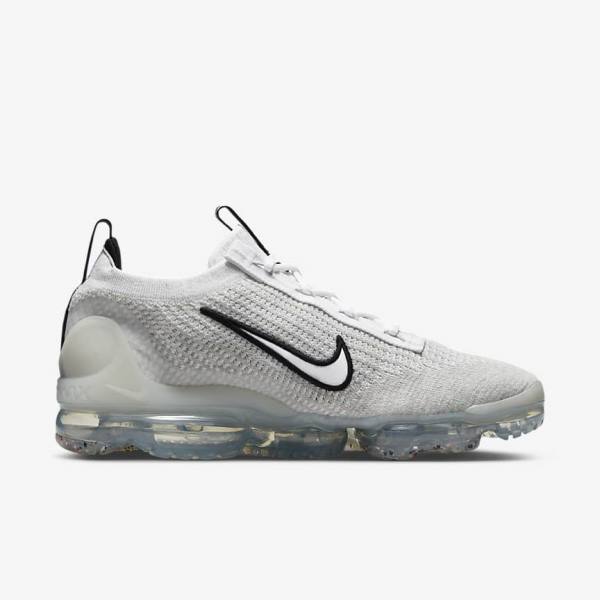 Pánské Tenisky Nike Air VaporMax 2021 FK Bílé Černé Metal Stříbrné | NK071VDY