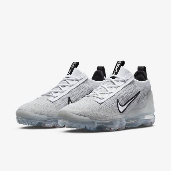 Pánské Tenisky Nike Air VaporMax 2021 FK Bílé Černé Metal Stříbrné | NK071VDY