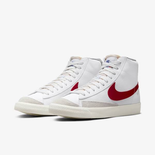 Pánské Tenisky Nike Blazer Mid 77 Bílé Světle Šedé Červené | NK261AQP