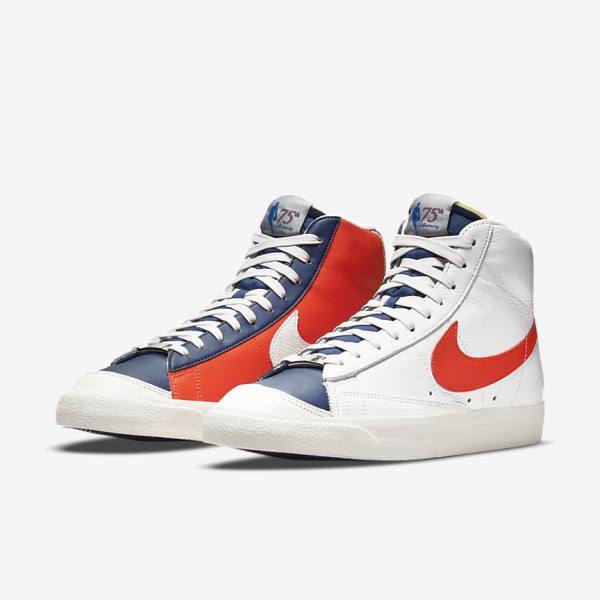 Pánské Tenisky Nike Blazer Mid 77 EMB Bílé Blankyt Oranžové | NK509EGK