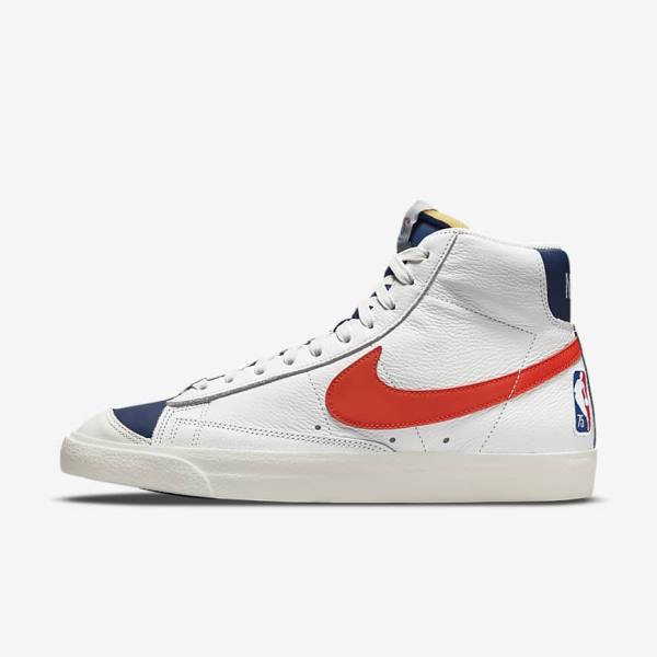 Pánské Tenisky Nike Blazer Mid 77 EMB Bílé Blankyt Oranžové | NK509EGK