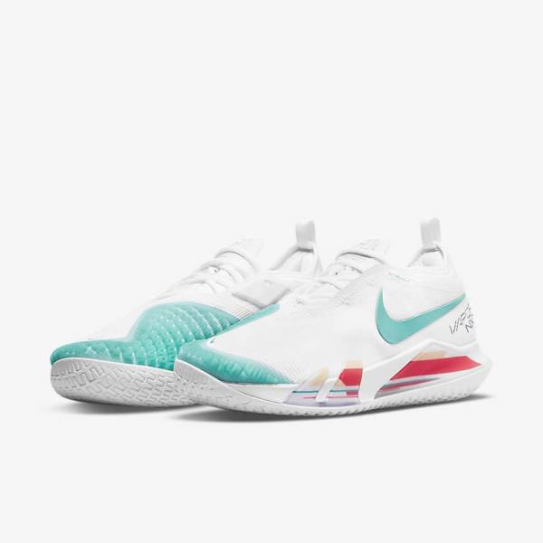 Pánské Tenisové Boty Nike NikeCourt React Vapor NXT Hard-Court Bílé Červené Vínové Tyrkysové | NK108JYH