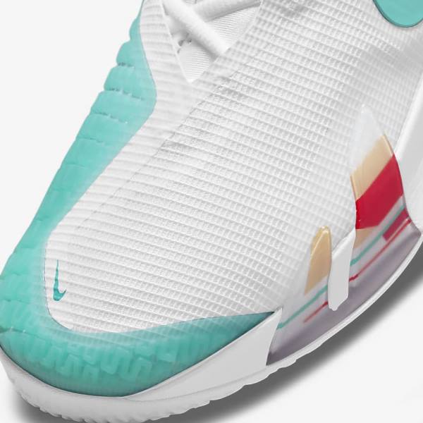 Pánské Tenisové Boty Nike NikeCourt React Vapor NXT Hard-Court Bílé Červené Vínové Tyrkysové | NK108JYH