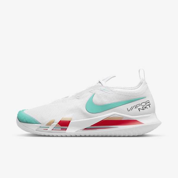 Pánské Tenisové Boty Nike NikeCourt React Vapor NXT Hard-Court Bílé Červené Vínové Tyrkysové | NK108JYH