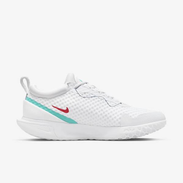 Pánské Tenisové Boty Nike NikeCourt Zoom Pro Hard Court Bílé Červené Vínové Tyrkysové | NK783XQO