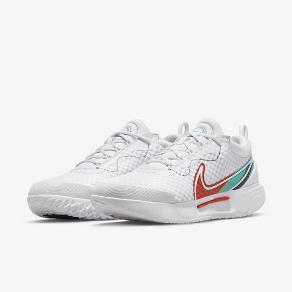 Pánské Tenisové Boty Nike NikeCourt Zoom Pro Hard Court Bílé Červené Vínové Tyrkysové | NK783XQO