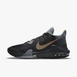 Dámské Basketbalové Boty Nike Air Max Impact 3 Černé Šedé Tmavě Šedé Metal Zlaté | NK973MCB