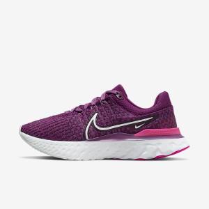 Dámské Běžecké Boty Nike React Infinity Run Flyknit 3 Silniční Světle Vínové Růžové Bílé | NK298PMR