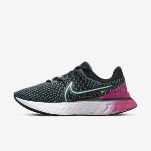 Dámské Běžecké Boty Nike React Infinity Run Flyknit 3 Silniční Černé Růžové Tyrkysové Tyrkysové | NK358OMV