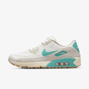 Dámské Golfové Boty Nike Air Max 90 G Bílé Světle Hnědé Tyrkysové | NK134AQW