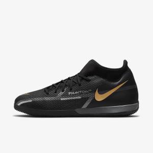 Dámské Kopačky Nike Phantom GT2 Academy Dynamic Fit IC Indoor Court Černé Metal Zlaté Tmavě Šedé Metal Tmavě Šedé | NK318URP