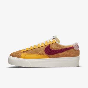 Dámské Tenisky Nike Blazer Low Platformy Zlaté Růžové Vínové | NK348RDV