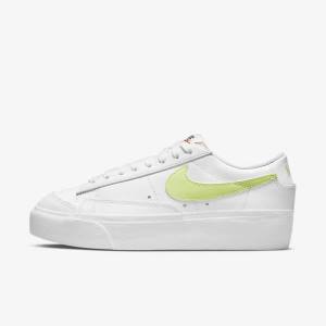 Dámské Tenisky Nike Blazer Low Platformy Bílé Černé Světle Citrón | NK745PHW