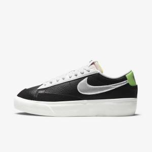 Dámské Tenisky Nike Blazer Platformy Černé Bílé Zelene Metal Stříbrné | NK301WNR