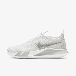 Dámské Tenisové Boty Nike NikeCourt React Vapor NXT Hard Court Bílé Šedé Metal Stříbrné | NK764KNG