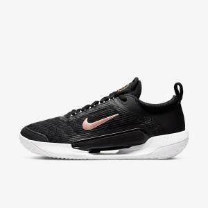 Dámské Tenisové Boty Nike NikeCourt Zoom NXT Hard Court Černé Bílé Metal Červené Hnědé | NK815QWU