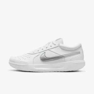 Dámské Tenisové Boty Nike NikeCourt Zoom Lite 3 Bílé Metal Stříbrné | NK863RVQ