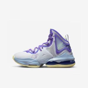 Dětské Basketbalové Boty Nike LeBron 19 Older Blankyt Fialové | NK253RLI