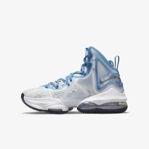 Dětské Basketbalové Boty Nike LeBron 19 Older Bílé Blankyt | NK814UAJ