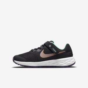 Dětské Běžecké Boty Nike Revolution 6 FlyEase Older Easy On-Off Silniční Černé Mátově Zelená Fialové Metal Červené Hnědé | NK654RZA