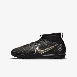 Dětské Kopačky Nike Jr. Mercurial Superfly 8 Academy TF Older Turf Černé Metal Stříbrné Šedé Metal Zlaté | NK179JTX