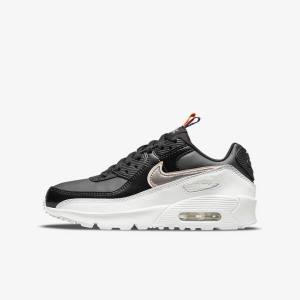 Dětské Tenisky Nike Air Max 90 LTR SE Older Černé Bílé Metal Blankyt Šedé | NK591DCM