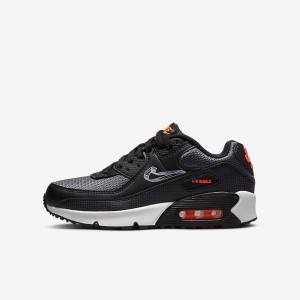 Dětské Tenisky Nike Air Max 90 Older Černé Oranžové Šedé Bílé | NK105QJL