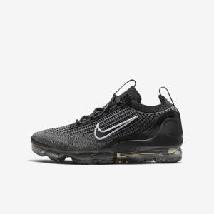 Dětské Tenisky Nike Air VaporMax 2021 FK Older Černé Bílé Tmavě Šedé Černé | NK148NCS