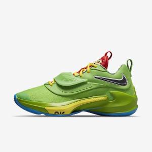 Pánské Basketbalové Boty Nike Zoom Freak 3 Zelene Bílé Červené Černé | NK231XWA