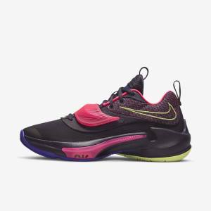 Pánské Basketbalové Boty Nike Zoom Freak 3 Fialové Růžové Fialové Světle Citrón | NK679EZU