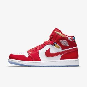 Pánské Jordan Boty Nike Air Jordan 1 Mid SE Červené Tmavě Blankyt Bílé | NK254HUB