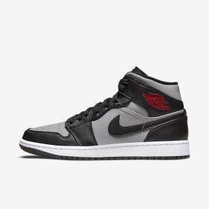 Pánské Jordan Boty Nike Air Jordan 1 Mid Černé Šedé Bílé Červené | NK642ZXH