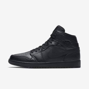 Pánské Jordan Boty Nike Air Jordan 1 Mid Černé | NK752ZWN