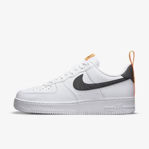 Pánské Tenisky Nike Air Force 1 Bílé Oranžové Stříbrné Černé | NK472AVM