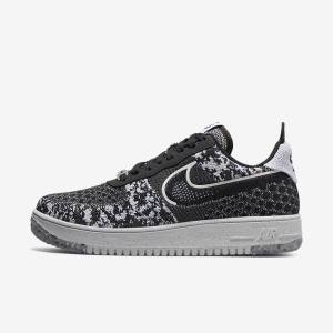 Pánské Tenisky Nike Air Force 1 Crater Flyknit Next Nature Černé Bílé Platina Černé | NK524AQN