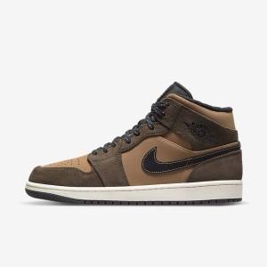 Pánské Tenisky Nike Air Jordan 1 Mid SE Tmavě Čokolády Hnědé Černé Červené | NK374XIS