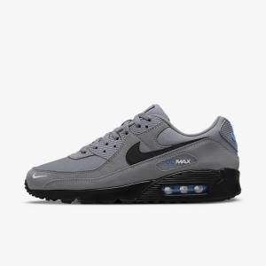 Pánské Tenisky Nike Air Max 90 Šedé Světle Blankyt Metal Stříbrné Černé | NK195QEK