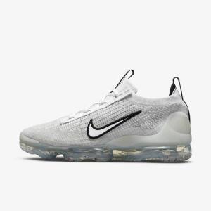 Pánské Tenisky Nike Air VaporMax 2021 FK Bílé Černé Metal Stříbrné | NK071VDY