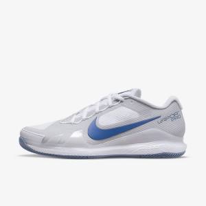 Pánské Tenisové Boty Nike NikeCourt Air Zoom Vapor Pro Hard-Court Bílé Šedé Tmavě Blankyt | NK312ZQN