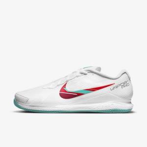 Pánské Tenisové Boty Nike NikeCourt Air Zoom Vapor Pro Hard-Court Bílé Červené Vínové Tyrkysové | NK721UEN