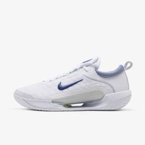 Pánské Tenisové Boty Nike NikeCourt Zoom NXT Hard Court Bílé Šedé Tmavě Blankyt | NK381KDH